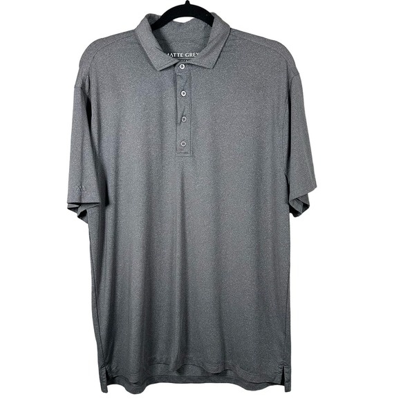 Matte Grey Large Charcoal Gray Short Sleeve Polo Shirt - Picture 1 of 5